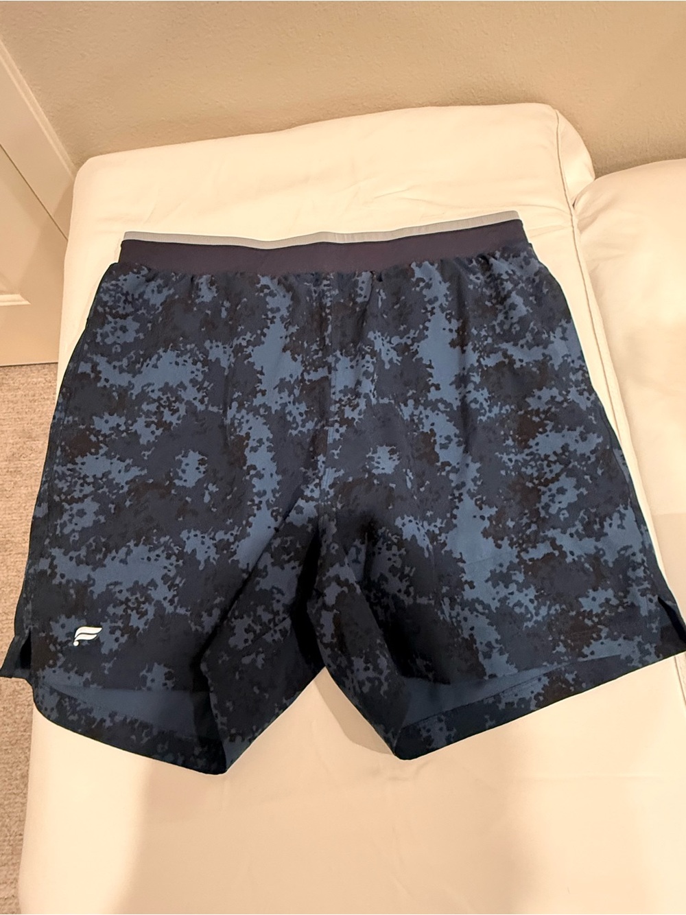 Fabletics Men’s Navy and Black Camouflage Athletic Shorts